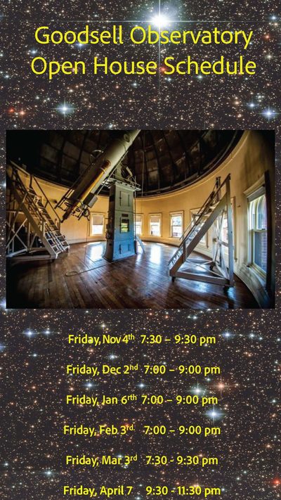Open House schedule