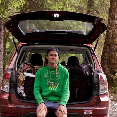 Cooper Dodds '13 relaxing with his car Gladys in a national park in Western USA.