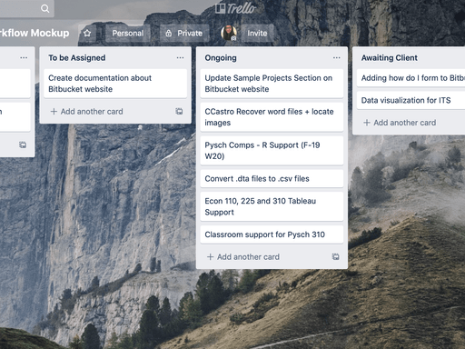 Mock DataSquad Project Workflow Board