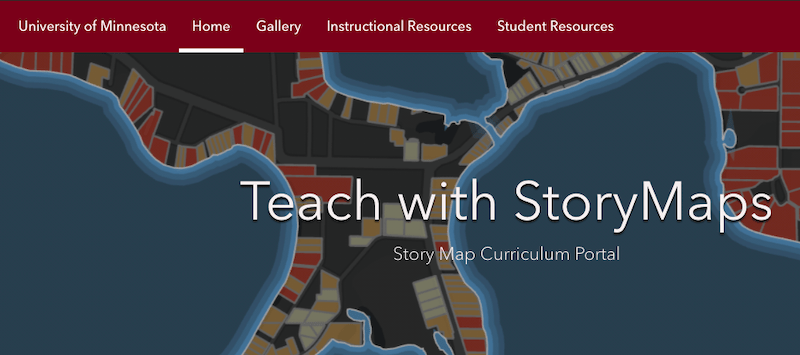 Screenshot of the StoryMaps homepage