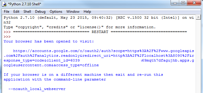 Screenshot of Python shell saying browser has been opened