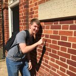 Spencer Lekki '21 at Gressenhall with the brick from the first Workhouse Master, James Moore