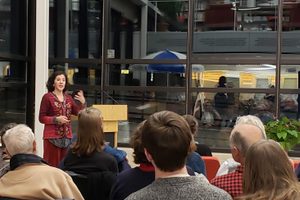 Professor Cecilia Cornejo presents on the progress on her project, The Wandering House