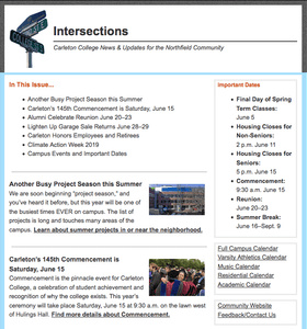 screenshot of the community newsletter
