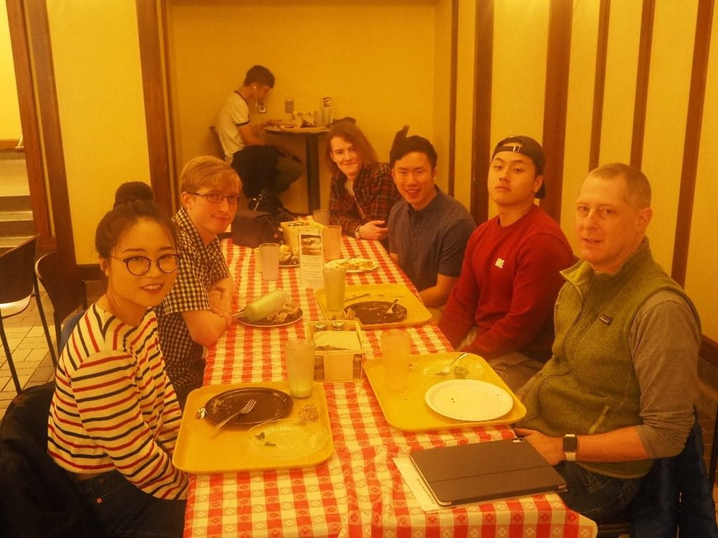 Brent Irvin dining with History students