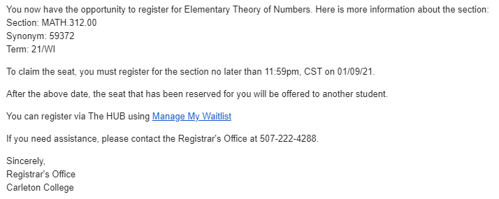 Waitlist Permission Email Example