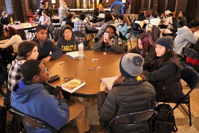 students sitting at a table