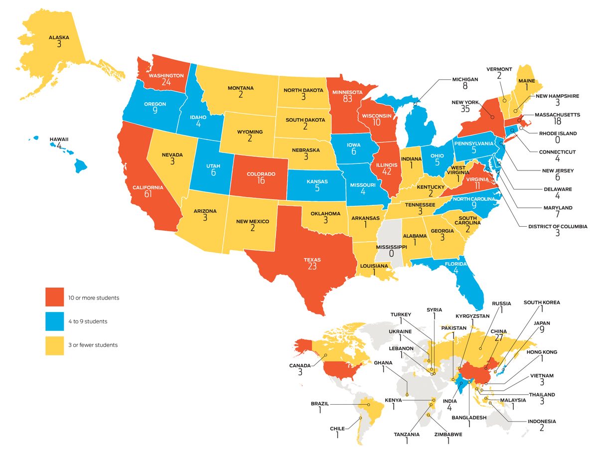 Map of where students are from