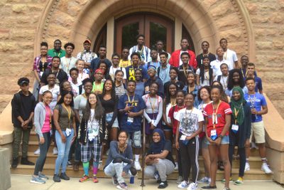 Group in front of admissions office.