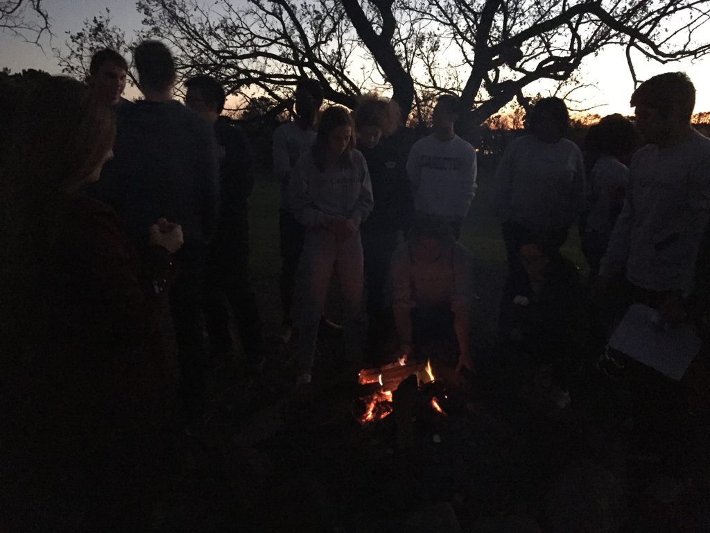 Campfire with people