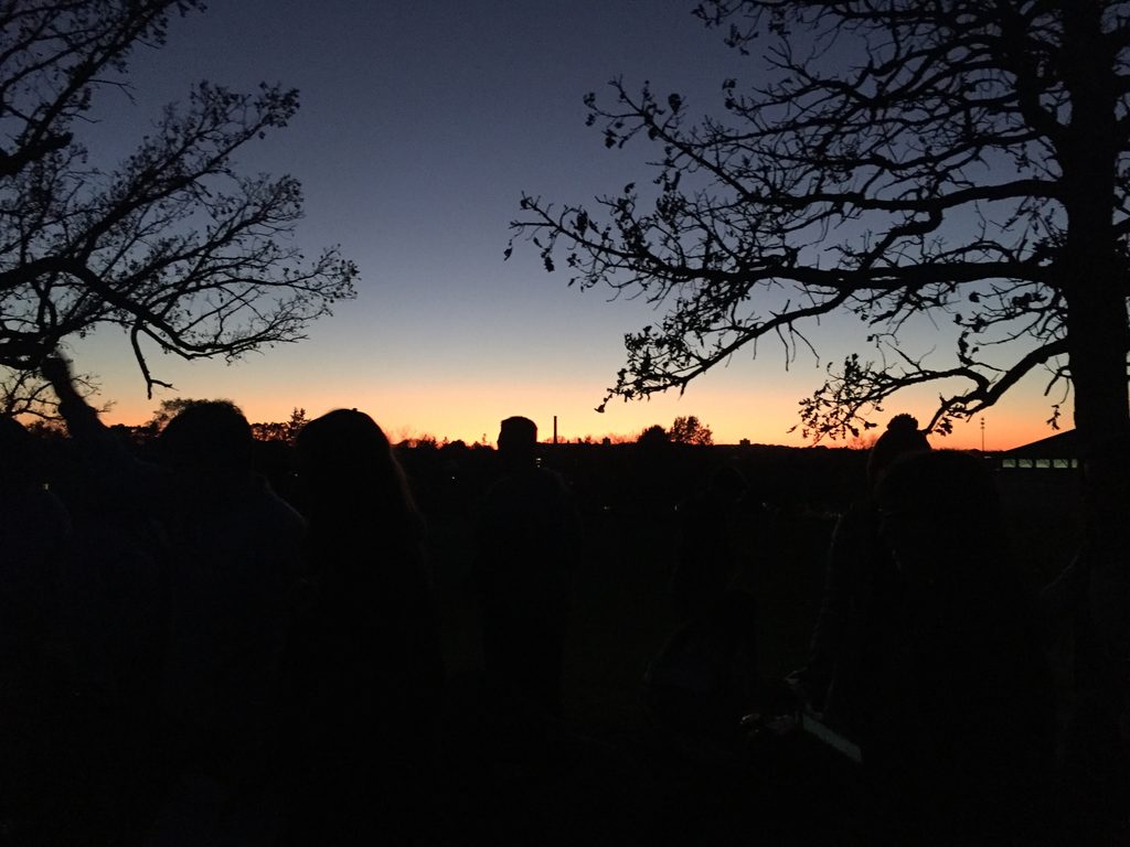 campfire and sunset
