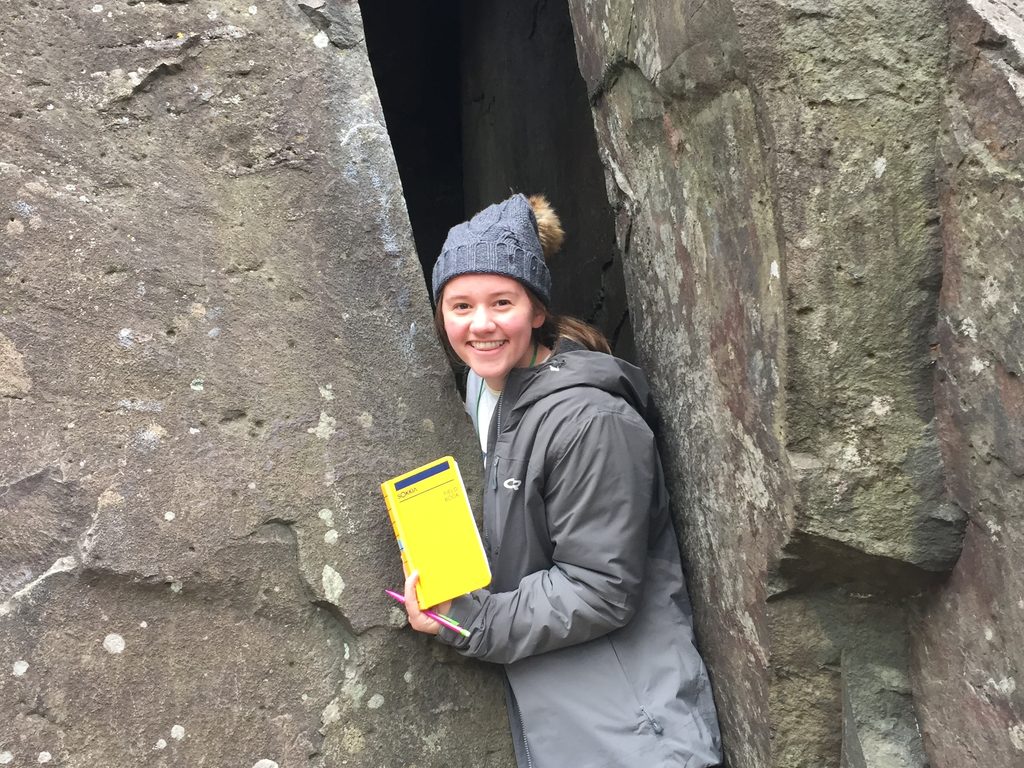 girl between rocks