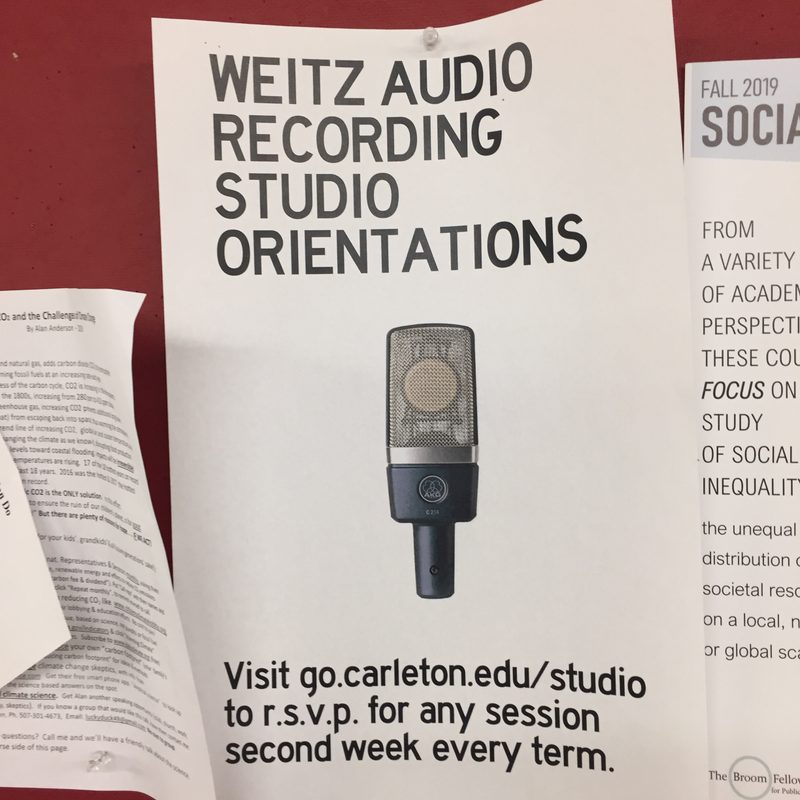 A poster about recording studio orientation