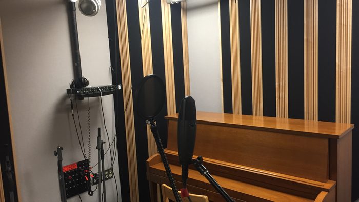 Indoor, piano inside a recording studio