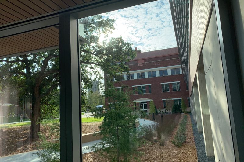 A view of Anderson Hall's surrounding area from outside