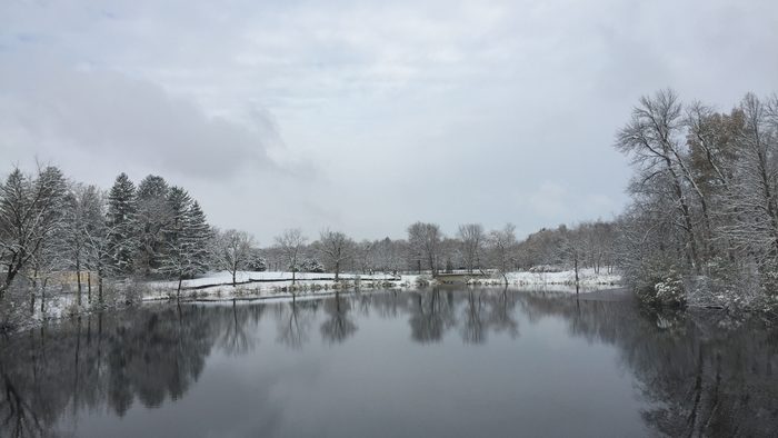 A cloudy icy and beautiful lake