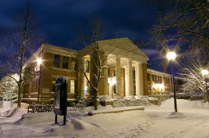 Provides an image of Sayles in the wintertime.