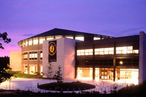 Reveals exterior of Carleton's rec center.