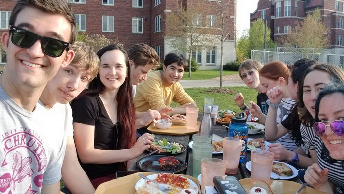 McKenna and friends eating in the Mini Bald Spot