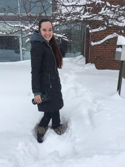 McKenna in the snow outside LDC
