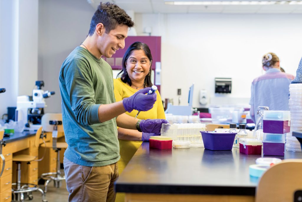 professor and student in lab