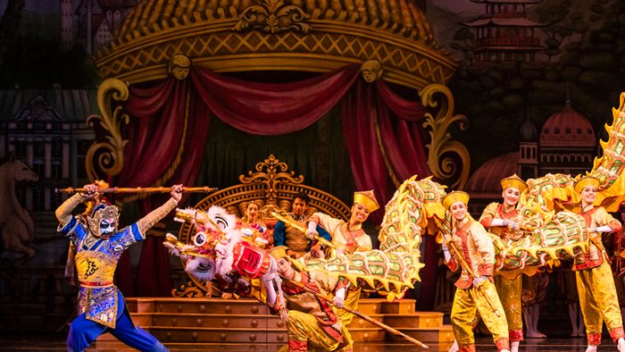 Traditional Chinese Dragon Performance on a stage