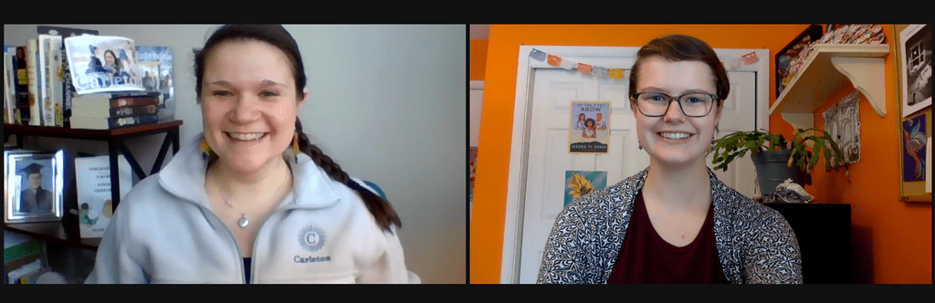 holly and greta on zoom