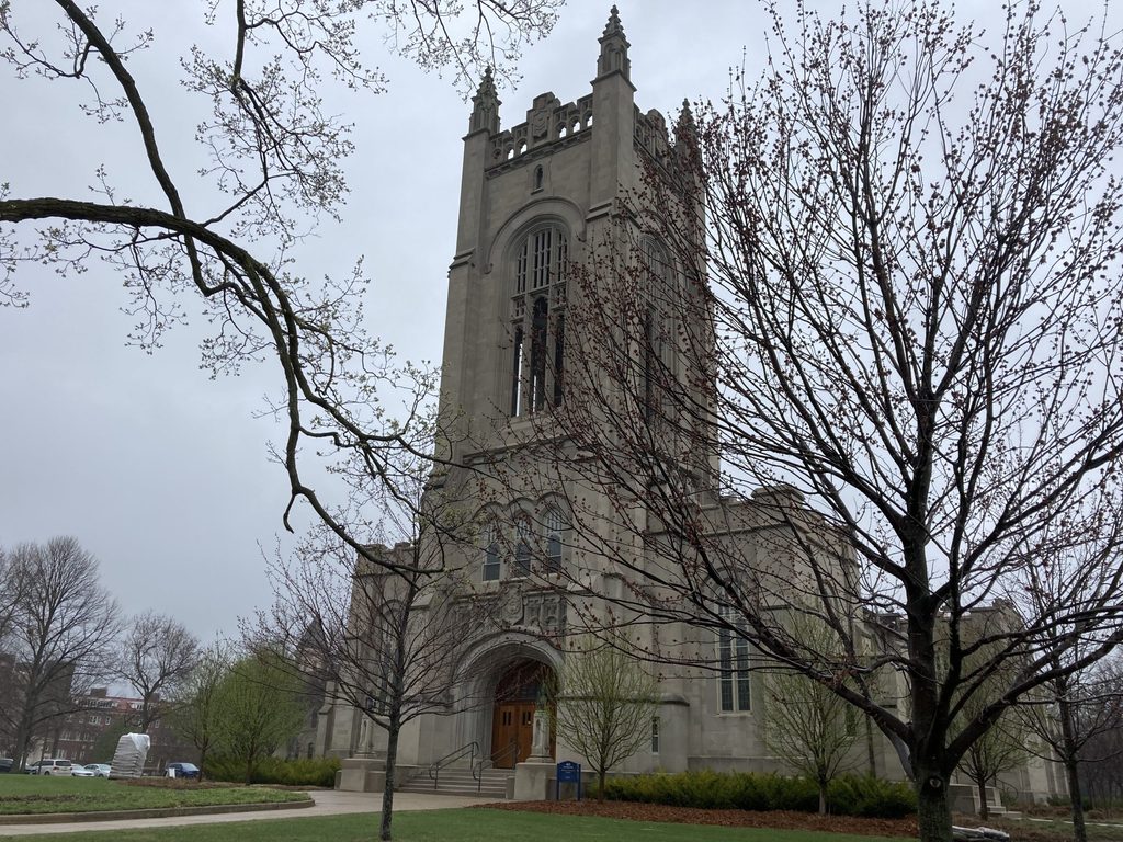 budding trees outside chapel 2