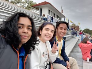 My friends and I watching the American Football game