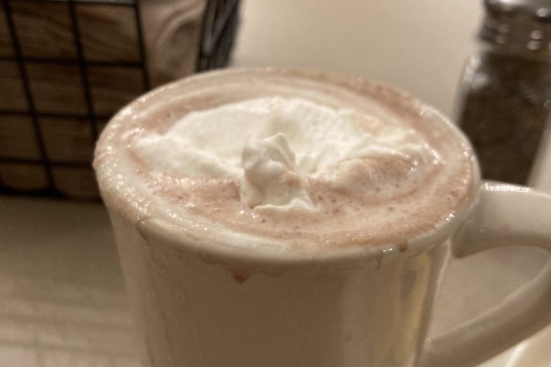 Whipped cream topped hot chocolate 