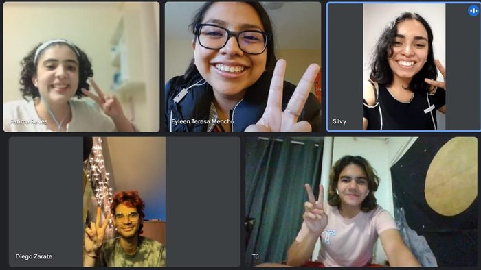 My friends and I on a videocall.