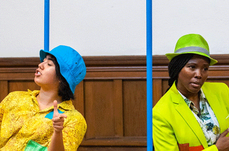 The protagonists of The Comedy of Errors performing.