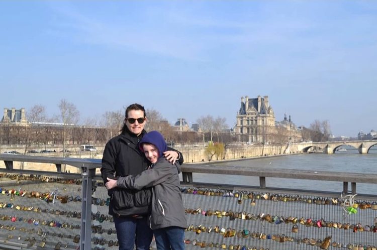 Aidan and his mom in Paris