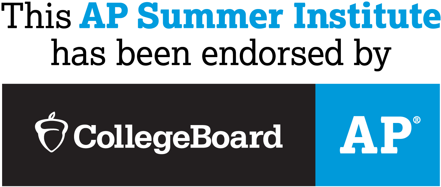 CollegeBoard acorn logo with the text: This AP Summer Institute has been endorsed by CollegeBoard AP