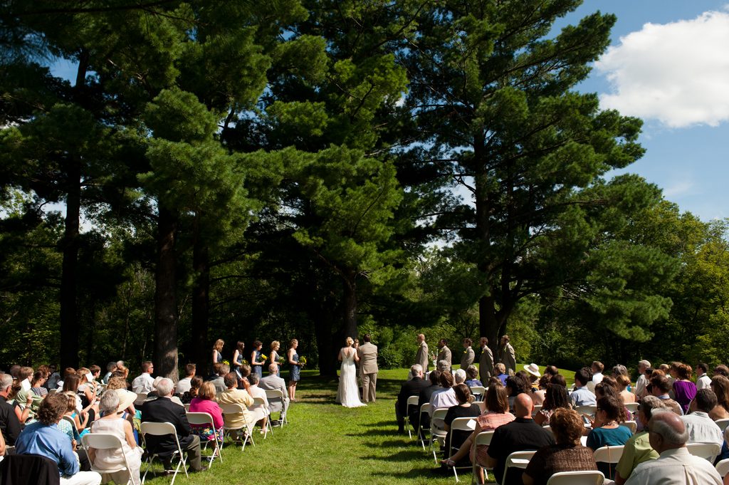 Wedding Ceremony at Monument Hill in the Upper Arboretum