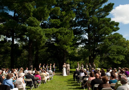 Wedding Ceremony at Monument Hill in the Upper Arboretum