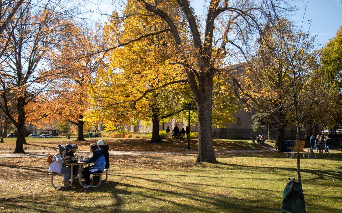 Parents Weekend Campus Picnic fall tree