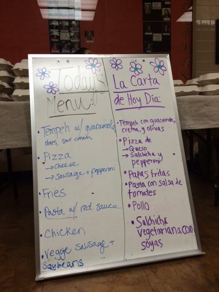 Food recovery menu at Greenvale Community School