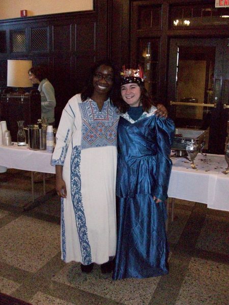 Brooke and Amanda at Purim, Holi, Mawlid al-Nabi Celebration, March 2009