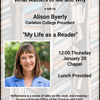 [POSTPONED UNTIL SPRING '22] President Alison Byerly: My Life as a Reader