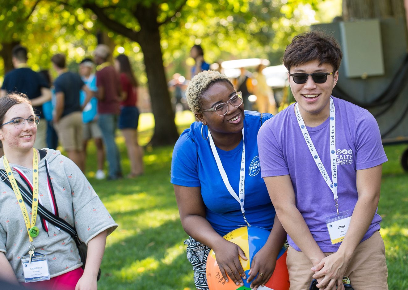 Three students on move-in day 2019