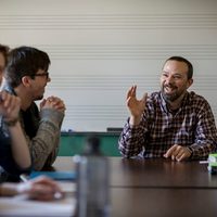 Andy Flory in a classroom