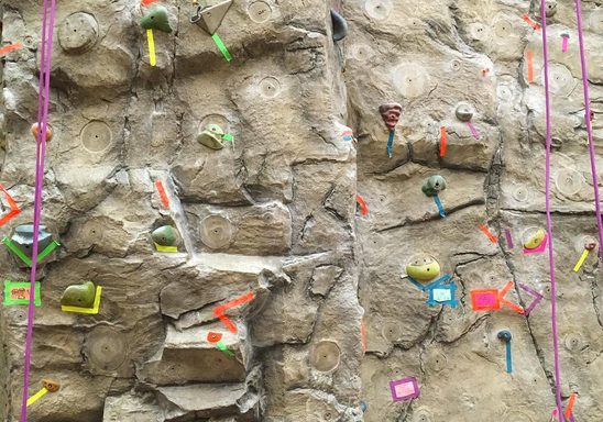 Carleton climbing wall closeup