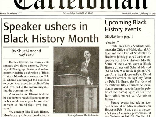 Carletonian: Barack Obama Convocation, Feb. 5, 1999