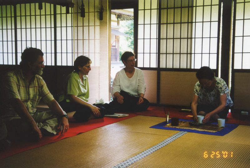 Facutly participating in a Japanese tea ceremony.