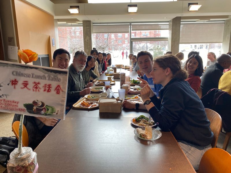 Students eating lunch.