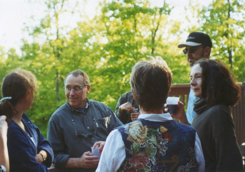 People at outdoor gathering.
