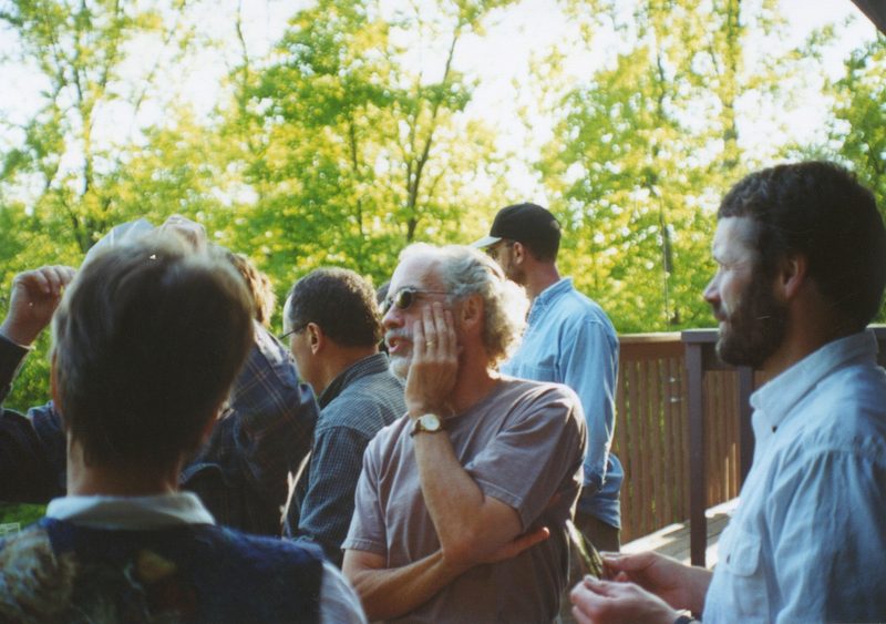 People at outdoor gathering.