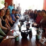 Large group luncheon at Japanese restaurant.