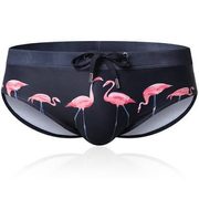 Flamingo-print swim trunks